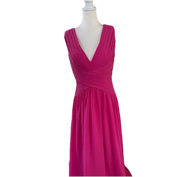 JJ’s House Fuchsia Evening Gown Long Formal Dress V-Neck Pleated Bodice Sz 10 - Picture 4 of 11